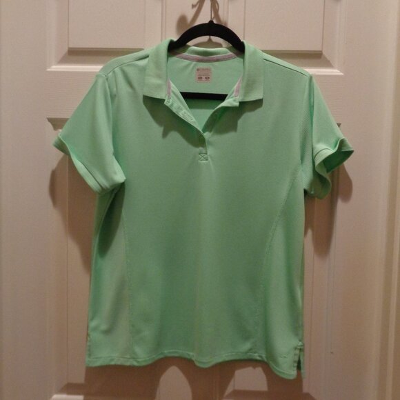 Columbia sports top in lime green. Polo style. Short sleeves - Picture 3 of 5